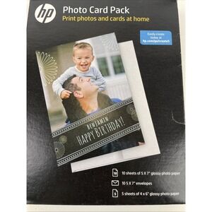 HP Inkjet Printer Glossy Photo Card Picture Paper Pack / NEW